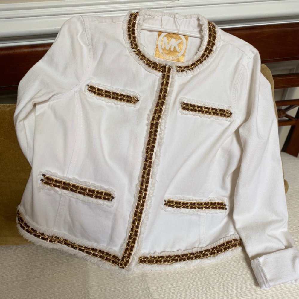 MK MIchael Kors denim white jacket